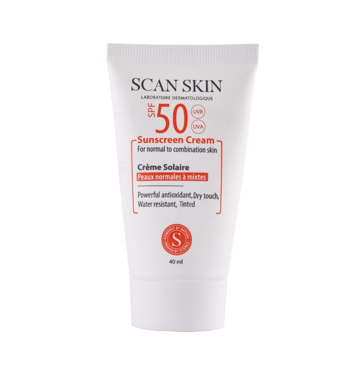 مای دارو - کرم ضد آفتاب اسکن اسکین SPF50 مخصوص پوست نرمال و مختلط رنگی