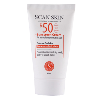 مای دارو - کرم ضد آفتاب اسکن اسکین SPF50 مخصوص پوست نرمال و مختلط رنگی