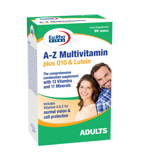 مای دارو - قرص AZ مولتی ویتامین پلاس کیوتن و لوتئین یورو ویتال