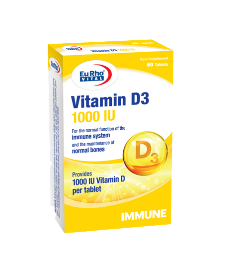 مای دارو - قرص ویتامین D3 1000 واحد یورو ویتال