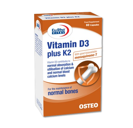 مای دارو - کپسول ویتامین D3 1000 پلاس K2 یورو ویتال