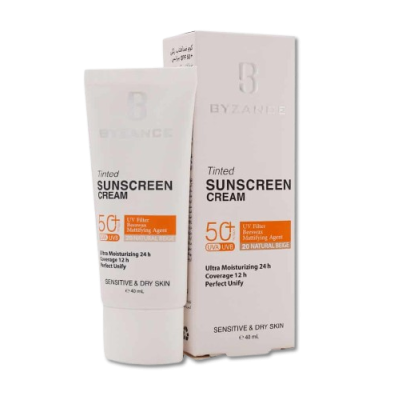 مای دارو - کرم ضد آفتاب +SPF50 بیزانس مناسب پوست خشک و حساس (بژ طبیعی 20)