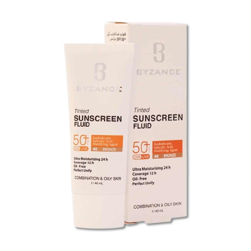 مای دارو - فلوئید ضد آفتاب کرم پودری +SPF50 بیزانس مناسب پوست مختلط و چرب (برنز 40)