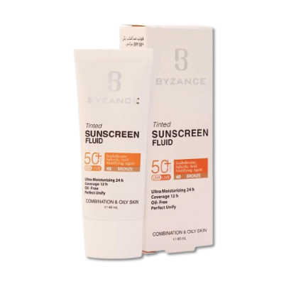 مای دارو - فلوئید ضد آفتاب کرم پودری +SPF50 بیزانس مناسب پوست مختلط و چرب (برنز 40)