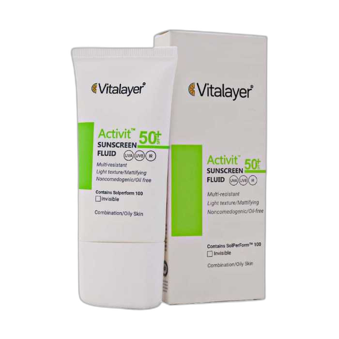مای دارو - فلوئید ضد آفتاب (بی رنگ) SPF50 پوست چرب اکتی ویت ویتالیر