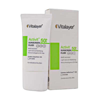 مای دارو - فلوئید ضد آفتاب (بی رنگ) SPF50 پوست چرب اکتی ویت ویتالیر